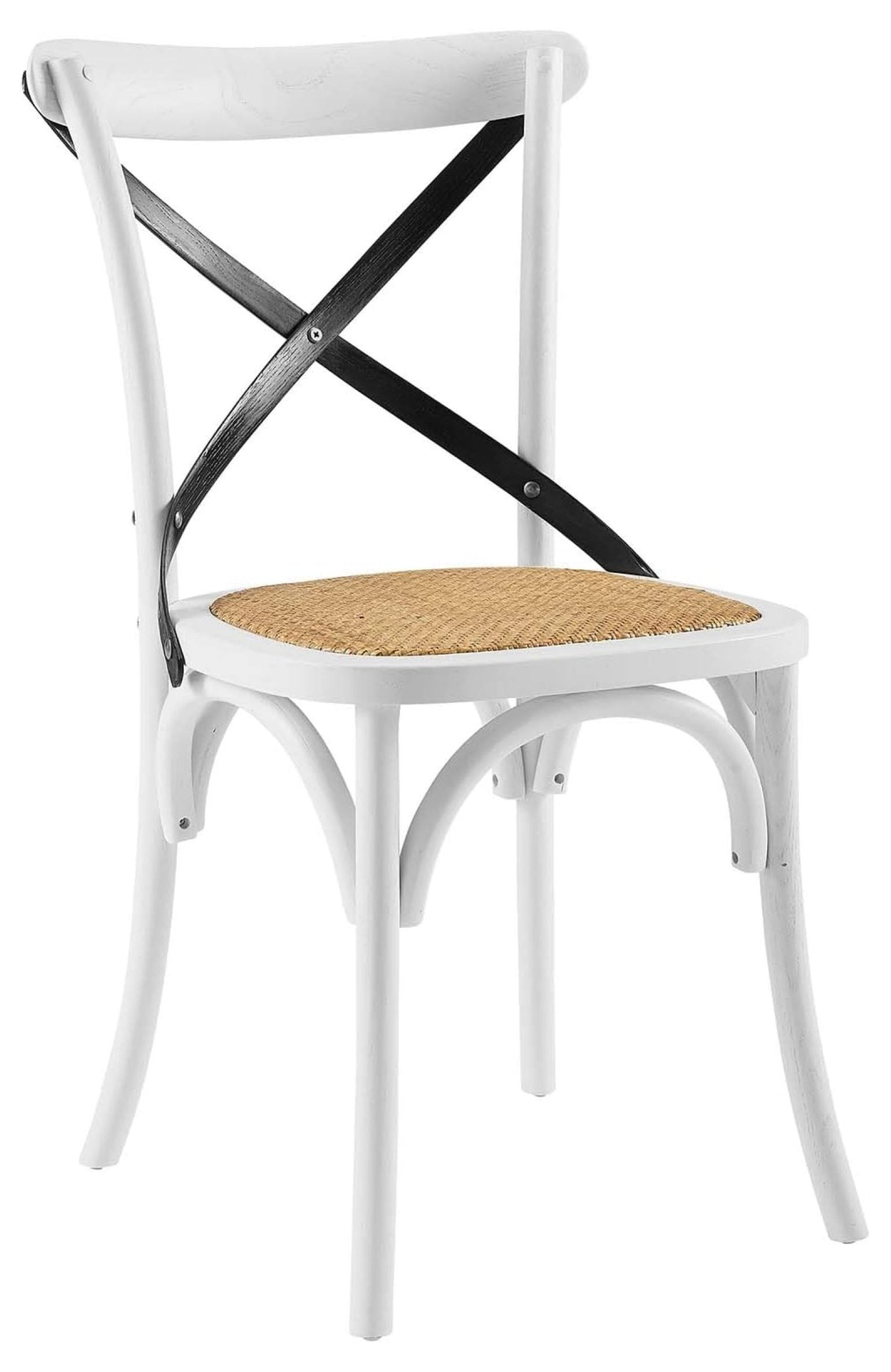 White and Black Cross Back Wood Dining Chair