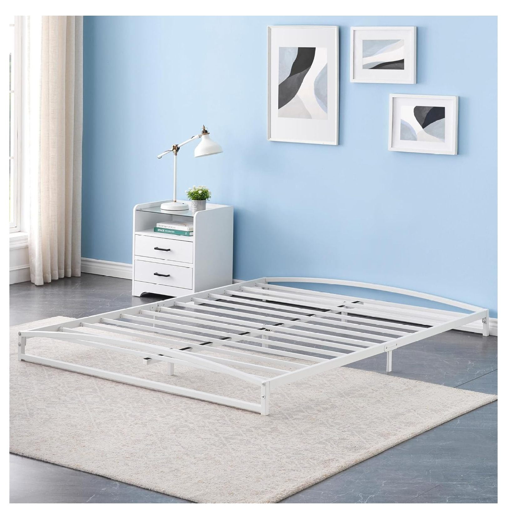 Lachk Low Profile Queen Bed Frame, 6 Inch Heavy Duty Metal Queen Size