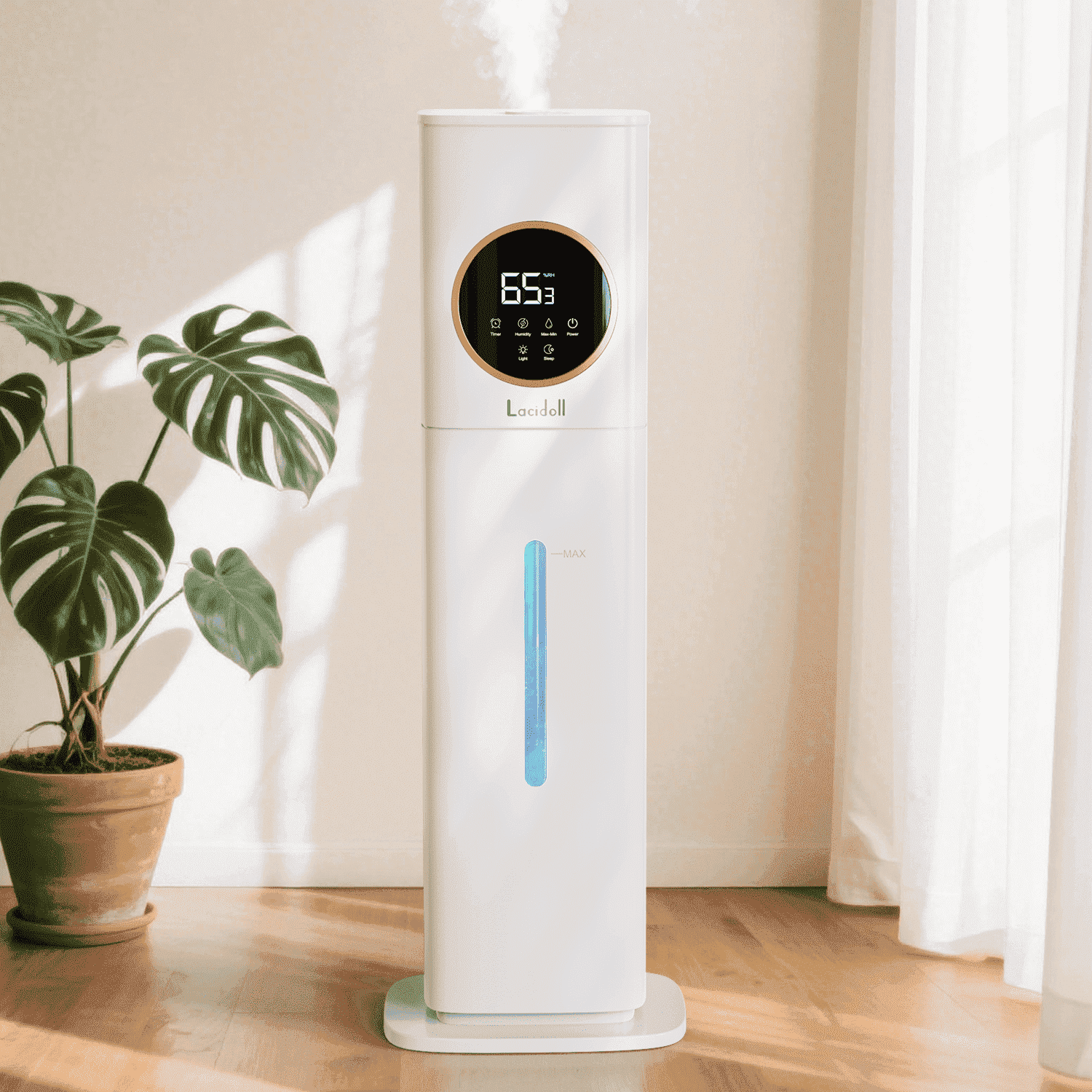 2.1Gal/8L Cool Mist Humidifier for Room Bedroom, Large Room Humidifier for Home Whole House, Quiet Ultrasonic Humidifier with Night Light, White, Lacidoll