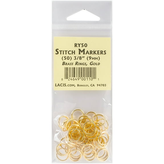 Lacis Brass Ring Stitch Markers3/8" 50/Pkg