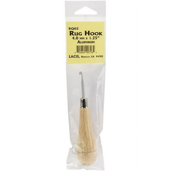 Lacis Punch Needle Rug Hook W/Wood Handle-Aluminum 4mmX1.25"
