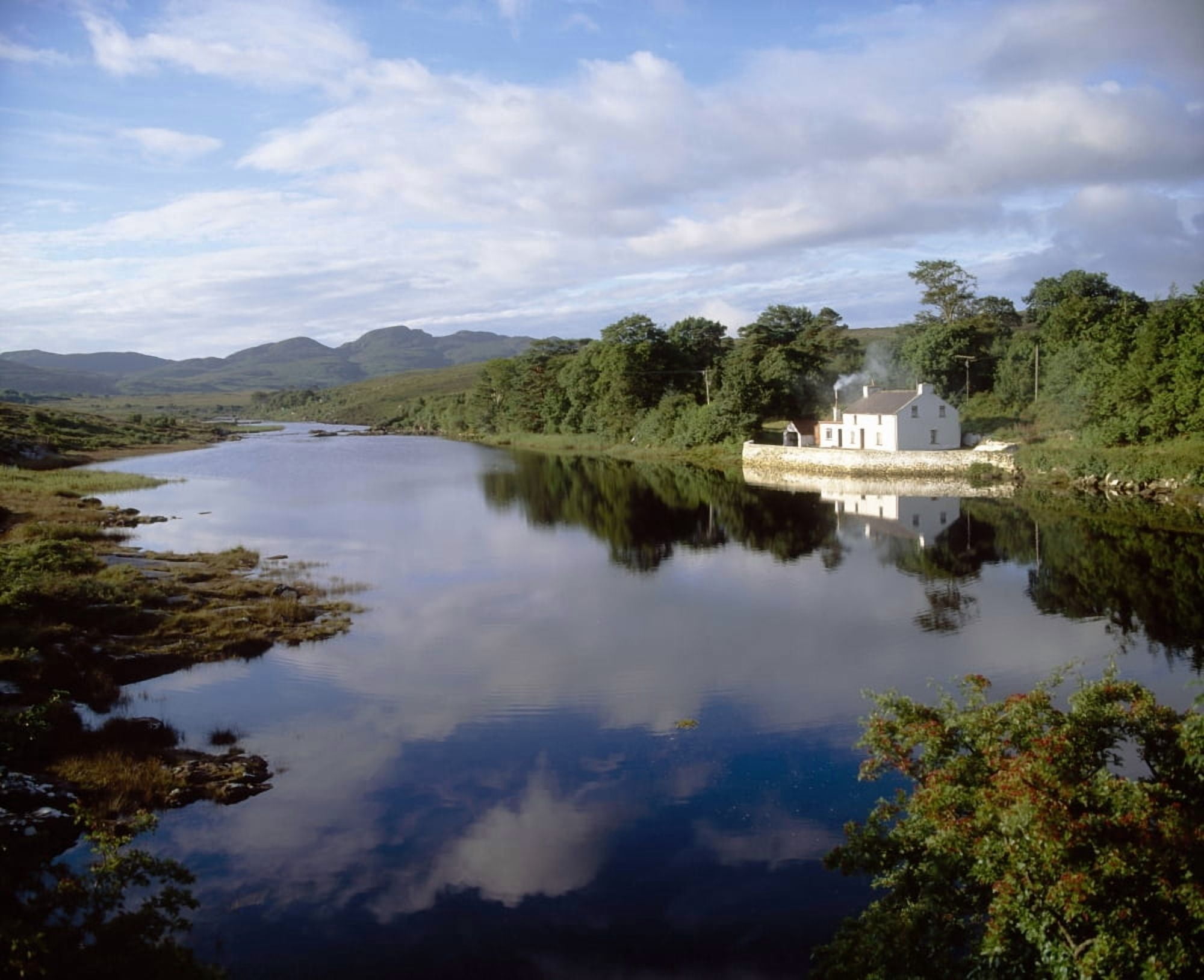 Lackagh River Creeslough County Donegal Ireland Reflection Of A House In A River Canvas Art - The Irish Image Collection Design Pics (16 x 13)