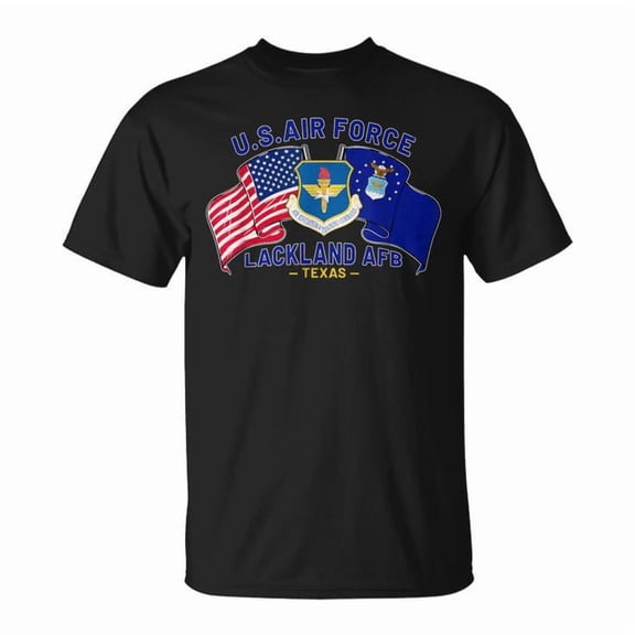 Lackland Air Force Base Lackland AFB Texas TX Vintage Graphic Cotton Tee Unisex Adult Casual Military Pride T-Shirt, Size M, Color Black