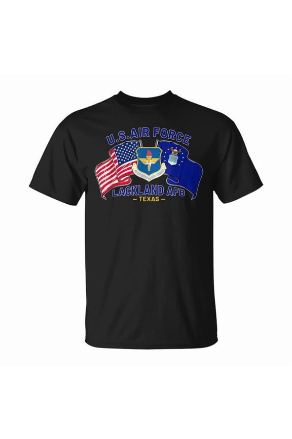Lackland Air Force Base Lackland AFB Texas TX Vintage Graphic Cotton Tee Unisex Adult Casual Military Pride T-Shirt, Size XL, Color Black