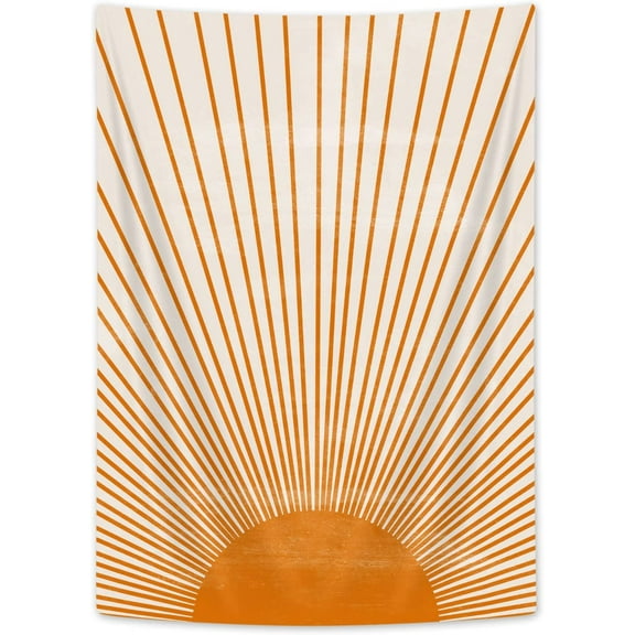 Lacoiime Boho Minimal Sun Tapestry Wall Hanging, Terracotta Orange Sun Moon Abstract Print Wall Decor, Retro 70s Rainbow Sunrise Sunset Grunge Tapestries for Bedroom Nursery Home Room