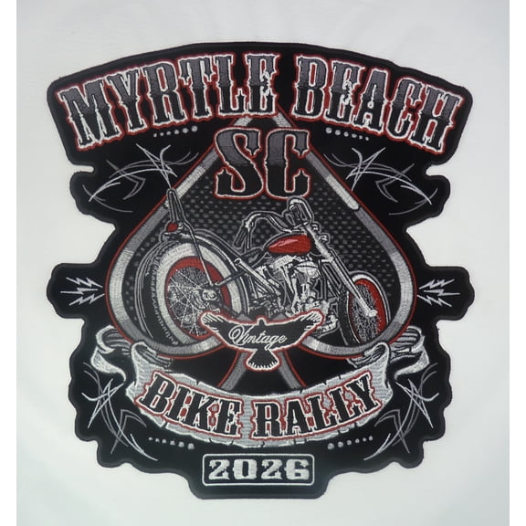 Myrtle Beach SC Vintage Bike Rally 2026 Embroidered Large Patch.