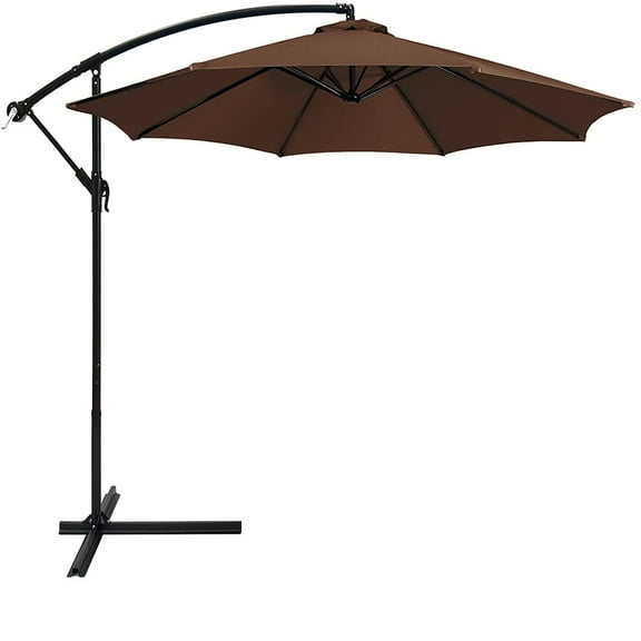 Lacoo 10-Foot Offset Hanging Polyester Market Outdoor Patio Umbrella with Steel Frame and Easy Tilt, Brown