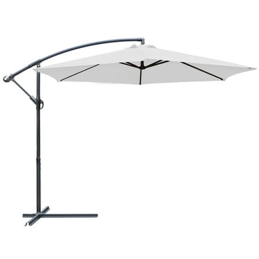 Lacoo 10-Foot Offset Hanging Polyester Market Outdoor Patio Umbrella with Steel Frame and Easy Tilt,White