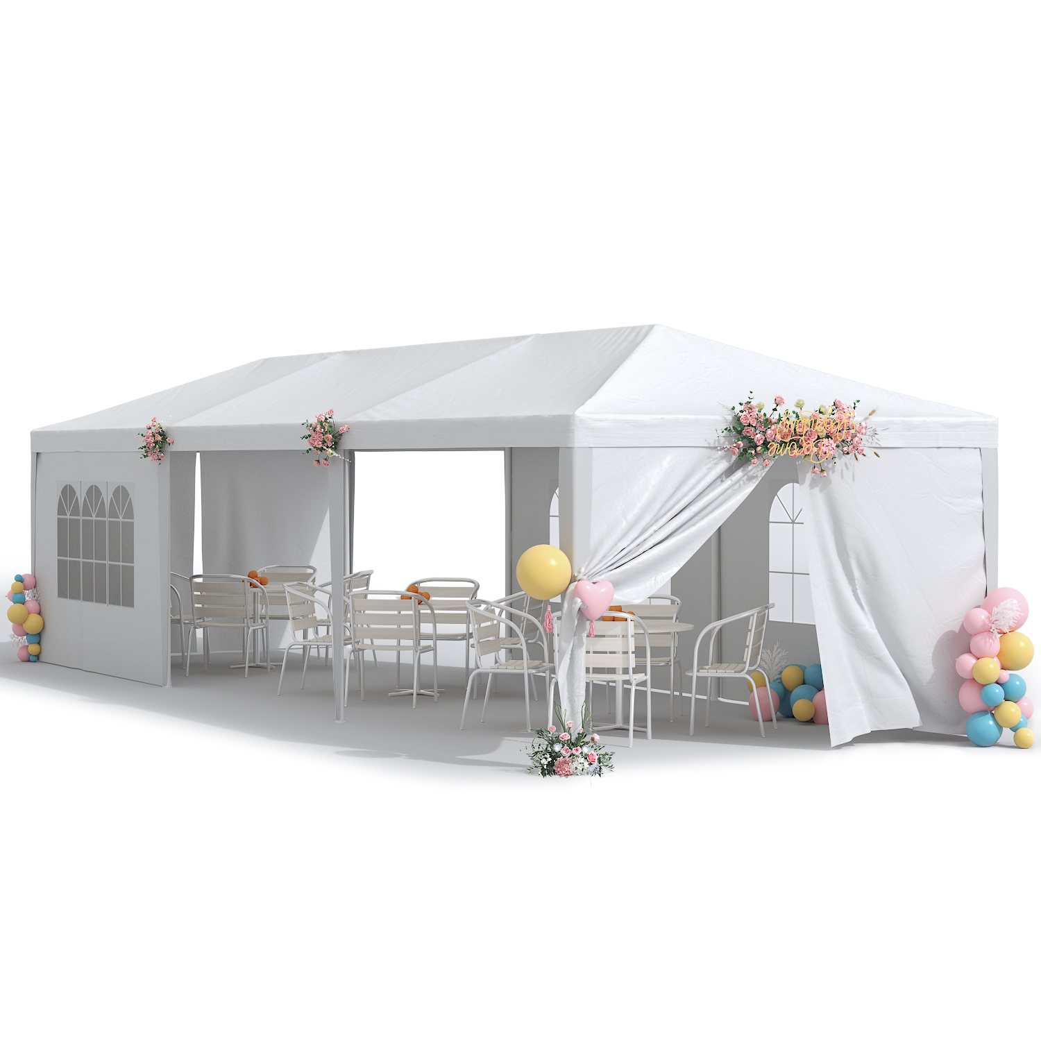 Outvita 10'x10' Outdoor Gazebo Canopy Tent – Wedding Party Tent – White, No Walls