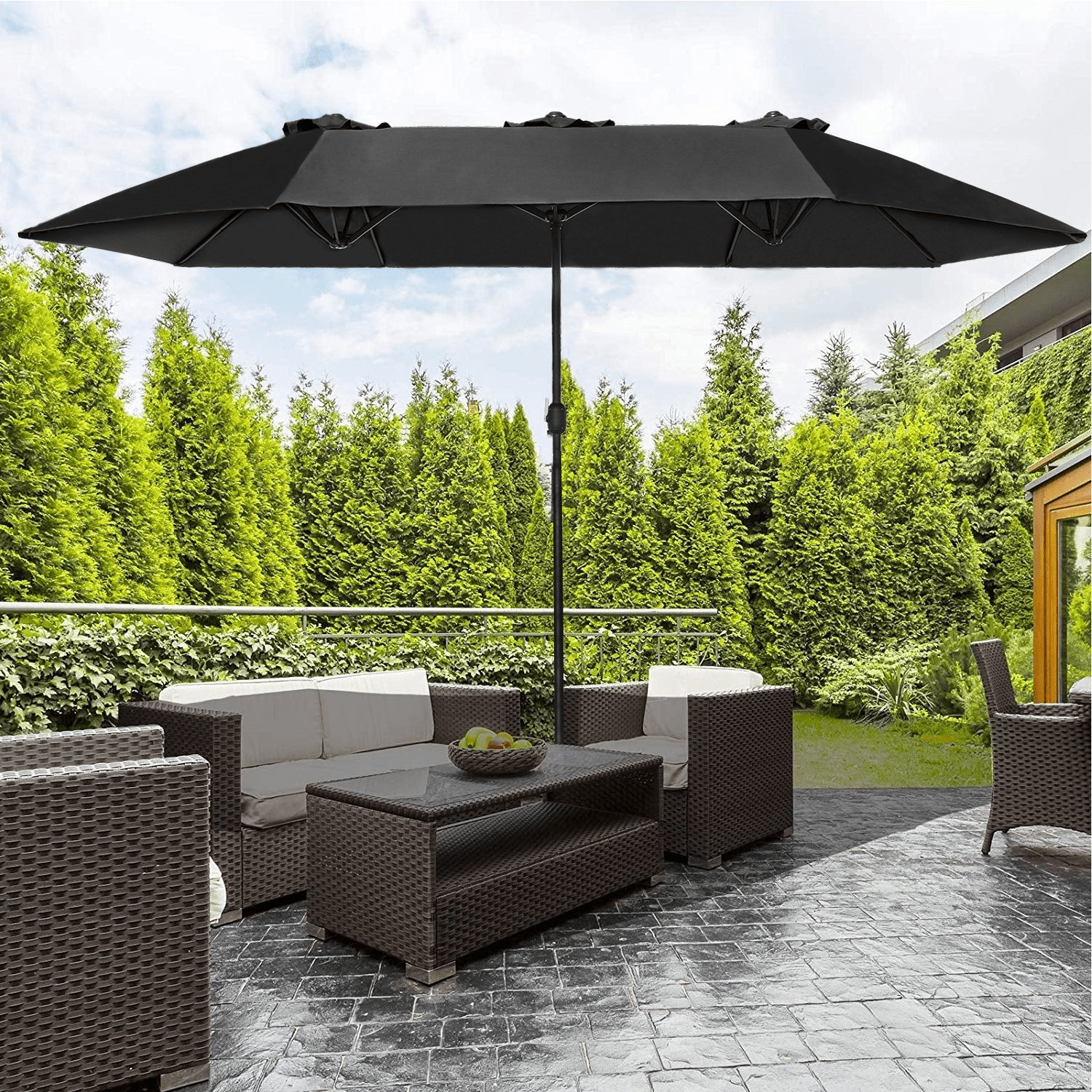 Black patio table umbrella deals