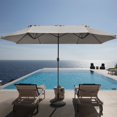 thumbnail image 1 of Lacoo 15 Ft Grey Patio Double Sided Outdoor Twin Table Umbrella Rectangular Large Market Umbrella with Crank for Patio Shade Outside Deck or Pool, 1 of 7
