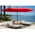 thumbnail image 1 of Lacoo 15 Ft Red Patio Double Sided Outdoor Twin Table Umbrella Rectangular Large Market Umbrella with Crank for Patio Shade Outside Deck or Pool, 1 of 8