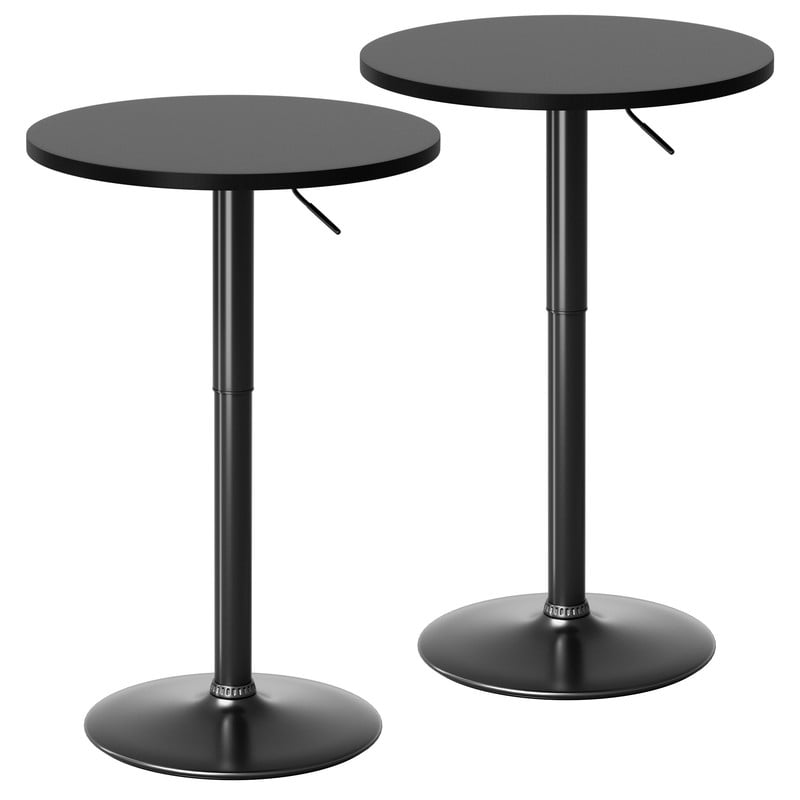 Lacoo 2 Pcs 23.6" Adjustable Round Bistro Pub Table, Swivel Pub Table with Metal Base for Home Bar, Kitchen, Dining Room, Black