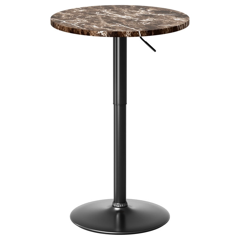 Lacoo 23.6" Adjustable Round Bistro Pub Table, Swivel Pub Table with Metal Base for Home Bar, Kitchen, Dining Room, Faux Marble/Black