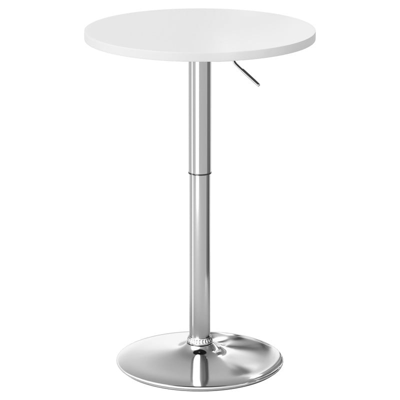 Lacoo 23.6" Adjustable Round Bistro Pub Table, Swivel Pub Table with Metal Base for Home Bar, Kitchen, Dining Room, White/Sliver