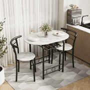 Lacoo 3-Piece Small Dining set, Table and Chair Set for 2 ,for Living Room, Dining Room, Kitchen, Black & White