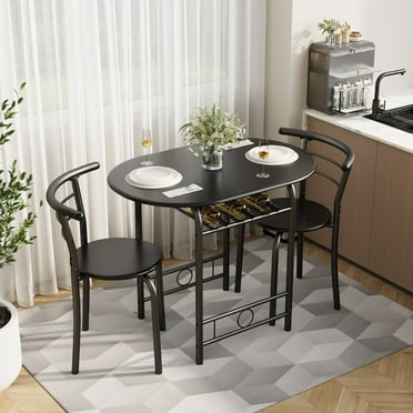 Lacoo 3-Piece Small Dining set, Table and Chair Set for 2 ,for Living Room, Dining Room, Kitchen, Black