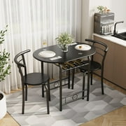 Lacoo 3-Piece Small Dining set, Table and Chair Set for 2 ,for Living Room, Dining Room, Kitchen, Black