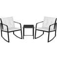 thumbnail image 1 of Lacoo 3 Pieces Outdoor Rocking Chair Furniture Sets Modern Patio Furniture Set Rocking Wicker Bistro Sets Cushioned PE Rattan Chairs Conversation Sets with Glass Coffee Table,White, 1 of 8