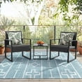 thumbnail image 1 of Lacoo 3 Pieces Patio Indoor Conversation Set Cushioned PE Rattan Bistro Chairs Set of 2 with Coffee Table, Black/Grey, 1 of 7