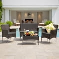 thumbnail image 1 of Lacoo 4 Pieces Outdoor Brown PE Rattan Wicker Table and Chairs Set Balcony Tempered Glass,Gray, 1 of 7