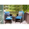 thumbnail image 1 of Lacoo 4 Pieces Patio Wicker Furniture Conversation Set with Two Ottomans Collapsible Balcony Porch Furniture, Blue, 1 of 3