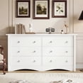 thumbnail image 1 of Lacoo 6 Drawers Wooden Dresser for Bedroom, 47'' Modern Storage Chest of Drawers for Living Room, White, 1 of 9