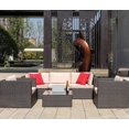 thumbnail image 1 of Lacoo 6 Pieces Outdoor Indoor Furniture Sectional Safa Modern Wicker Sets with Cushion All Weather Rattan Conversation Set with Glass Coffee Table and Armchairs for Patio Backyard Poolside Garden, 1 of 7