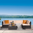 thumbnail image 1 of Lacoo 6 Pieces Outdoor Sectional Sofa Set PE Wicker Rattan Sectional Seating Group with Cushions Orange, 1 of 6