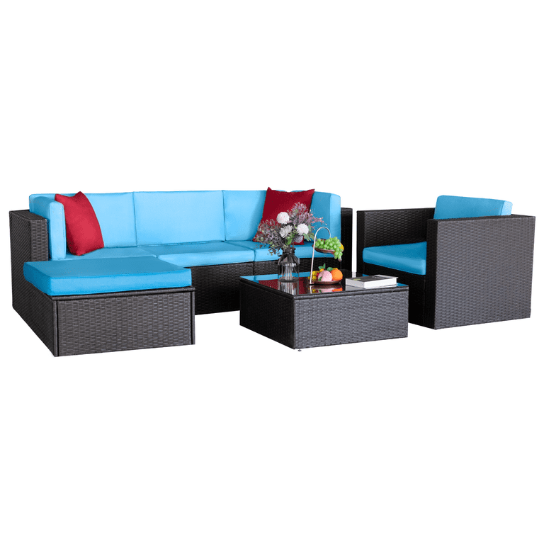 Walnew 6 pieces patio furniture set outdoor cheap sectional sofa outdoor furniture