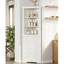 Lacoo 62'' Tall Corner Cabinet with 3 Shelves and 2 Doors, Corner Storage Cabinet Shelving Storage with Adjustable Shelves for Kitchen Living Room Bathroom, White