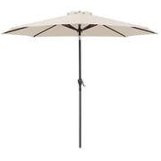 Lacoo 9' Beige Patio Umbrella Outdoor Market Table Umbrella with Push Button Tilt, 8 Sturdy Ribs