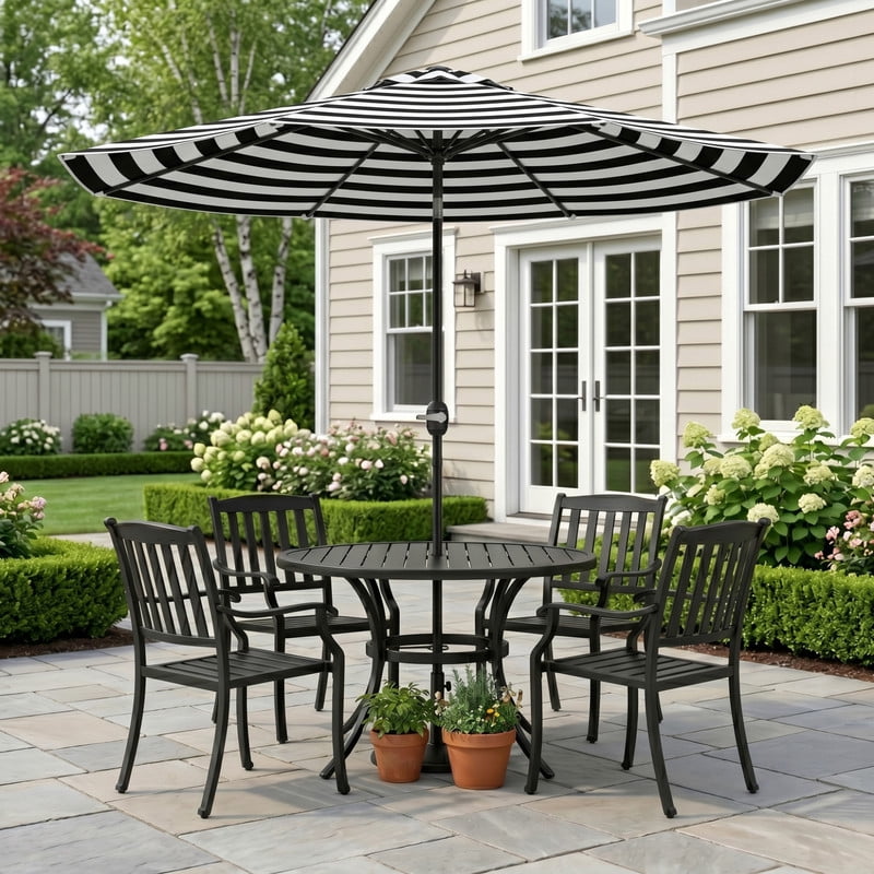 black patio umbrella at walmart AreShark 9 FT for Outdoor, Outdoor Table Umbrella with Push Button Tilt and Crank, Outdoor Patio Umbrellas with 8 Sturdy Ribs for Market, Garden, Pool (Black) : Patio inch tables 7.5' Round Outdoor Patio Umbrella