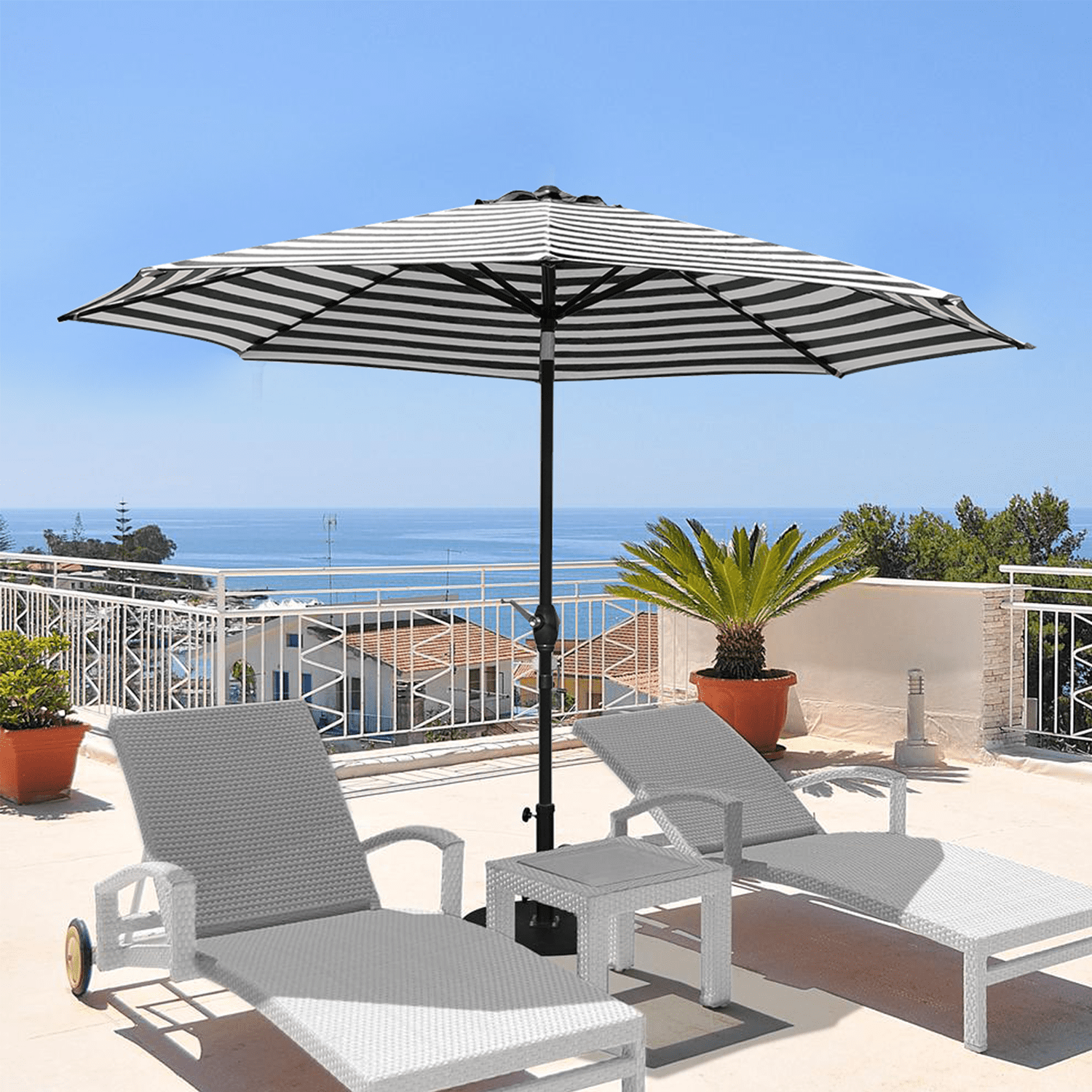 Lacoo 9' Patio Umbrella Outdoor Market Table Umbrella with Push Button ...
