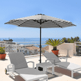 thumbnail image 1 of Lacoo 9' Patio Umbrella Outdoor Market Table Umbrella with Push Button Tilt, 8 Sturdy Ribs（Black and White）, 1 of 6