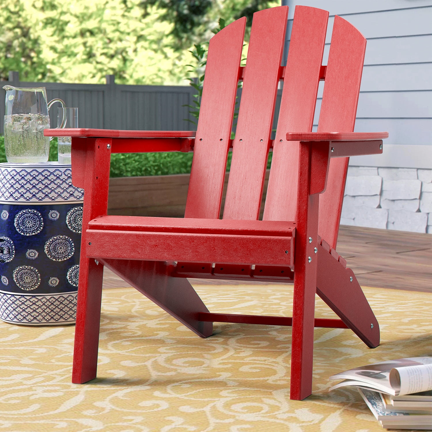 Lacoo Adirondack Chair HDPE Resin Adirondack Chairs, Red