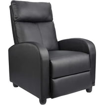 Lacoo Black PU Leather Single Sofa Recliner with Padded Seat and Backrest, Multi-Positions