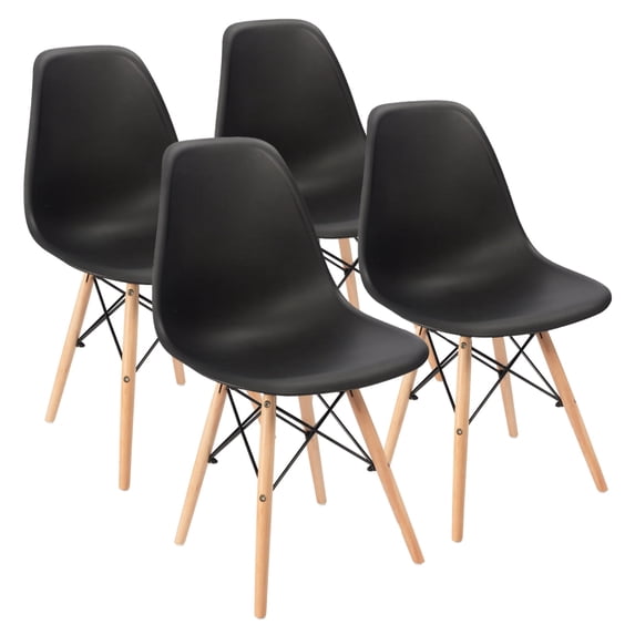 Lacoo Dining Chairs Pre Assembled Modern Style DSW Chair Classic Shell Armless Indoor Kitchen Dining Living Room Side Chairs Set of 4 (Black)