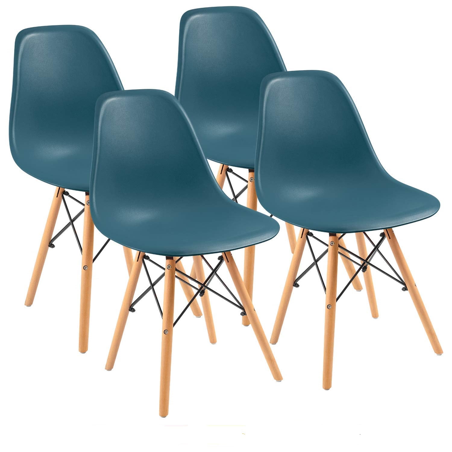Lacoo Dining Chairs Pre Assembled Modern Style DSW Chair Classic Shell Armless Indoor Kitchen Dining Living Room Side Chairs Set of 4 (Dark Green)
