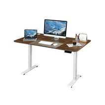 Lacoo Electric Height Adjustable Standing Desk with 55 inch Wooden Tabletop, Sit Stand Office Desk with Memory Preset Controller, Brown