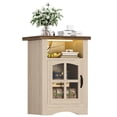 thumbnail image 1 of Lacoo End Table with LED Lights & Power Outlet, Side Table with Glass Door for Living Room, Nightstand with Storage for Bedroom, Natural, 1 of 7