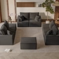 thumbnail image 1 of Lacoo Expandable Modular Sofa Collection, Thick Corduroy Upholstered Modular Sectional Couch with Ottoman, Customizable Seating for Small & Large Spaces, Black, 1 of 7