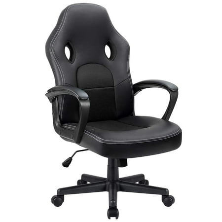 Lacoo Faux Leather Computer Gaming Chair Office Desk Chair with Lumbar Support, Black