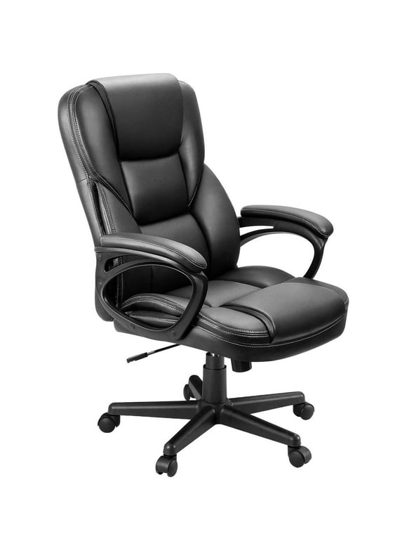 Lacoo Faux Leather High-Back Executive Office Chair with Lumbar Support, Black
