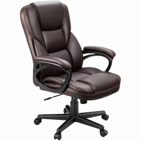 Lacoo Faux Leather High-Back Executive Office Chair with Lumbar Support, Brown