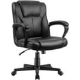 thumbnail image 1 of Lacoo Faux Leather Mid-Back Executive Office Desk Chair with Lumbar Support, Black, 1 of 7