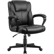 Lacoo Faux Leather Mid-Back Executive Office Desk Chair with Lumbar Support, Black