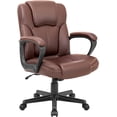 thumbnail image 1 of Lacoo Faux Leather Mid-Back Executive Office Desk Chair with Lumbar Support, Brown, 1 of 7