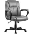 thumbnail image 1 of Lacoo Faux Leather Mid-Back Executive Office Desk Chair with Lumbar Support, Gray, 1 of 7