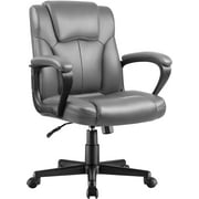 Lacoo Faux Leather Mid-Back Executive Office Desk Chair with Lumbar Support, Gray